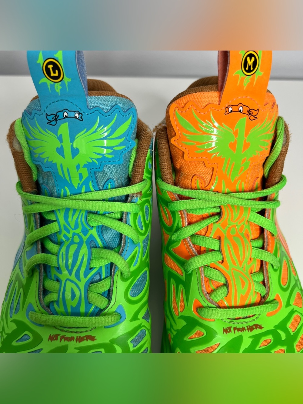 Rare PUMA x LaMelo Ball MB.04 TMNT Leonardo & Michelangelo Sneakers Youth 5 - Picture 10 of 11